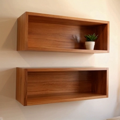 Walnut Floating Wall Shelf Set – 3-Piece Modern Wall Shelves